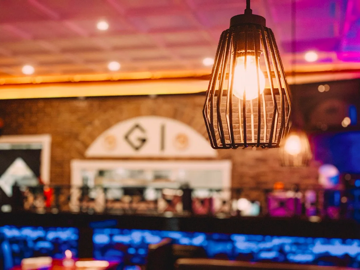 Pendant lights over the South Fraser Way bar